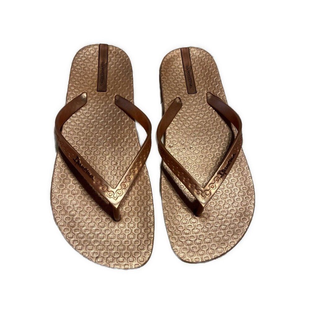 ipanema pink Pearl metallic thong flat Jelly Rubber Sandals Slides Size 7